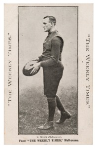 c1910 The Weekly Times 'Victorian Footballers Postcard' featuring R. MONK (Melbourne).