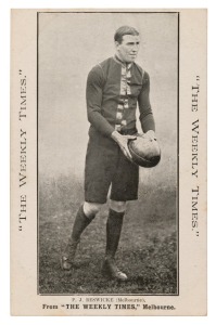 c1910 The Weekly Times 'Victorian Footballers Postcard' featuring P.J. BESWICK (Melbourne).