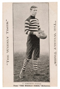 c1910 The Weekly Times 'Victorian Footballers Postcard' featuring T. ARMSTRONG (Geelong).
