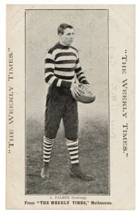 c1910 The Weekly Times 'Victorian Footballers Postcard' featuring A. PALMER (Geelong).