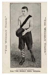 c1910 The Weekly Times 'Victorian Footballers Postcard' featuring J.R. SCOBIE (South Melbourne).