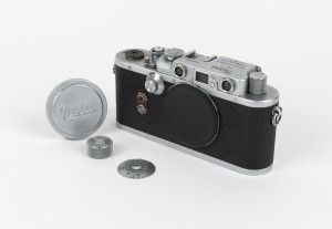 NICCA: Nicca 4 rangefinder camera body [#81024] with body cap and lens cap, c. 1953.