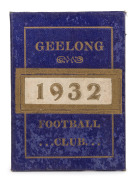 GEELONG: 1932 member's season ticket (#1102), with fixture list & holes for each game attended.