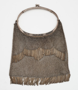 An Art Deco Continental 800 silver evening bag with tassel fringe, 28cm high, 332 grams