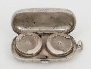 An antique sterling silver double sovereign case with engraved decoration, ​​​​​​ ​​​​​​​6.5cm wide including bow - 2
