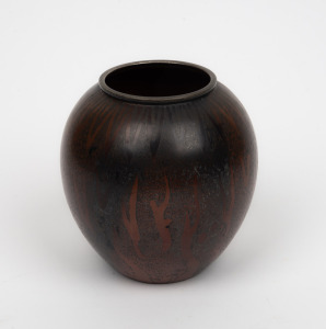 W.M.F. German bronze finished Art Deco patterned vase designed by Paul Haustein, factory mark to base, ​​​​​​​15cm high