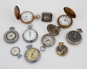 Assorted vintage and antique pocket watches, compass and folding watch, mixed vintages and condition, (10 items)