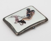 [MERCEDES-BENZ INTEREST] "MEIN BENZ!!" Antique German 930 silver and enamel cigarette case in original plush fitted box with cabochon sapphire clasp, 9.5 x 7.5cm, 135 grams - 3