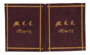 MELBOURNE CRICKET CLUB: 1874-75 Member's Season Ticket, claret leather covers with gilt 'M.C.C. 1874-75.' on front & reverse; ; made out for member H.J. King, Esq. Exceptional condition and extremely scarce. - 2
