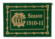 MELBOURNE CRICKET CLUB: 1910-11 Junior Membership ticket, No.5,491; green leather with gold embossed date, MCC logo and decorations.
