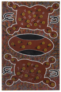 BEN GALLAGHER (Australian), "Women's Digging For Honey Ant's And putting It In The Coolamen", acrylic on linen, signed and titled verso "Ben G.", 65 x 40.5cm