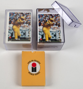 Two complete sets of 110 Futera 1994 Cricket trading cards, plus 1995-1996 World Series Season set of playing cards.