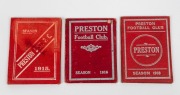 PRESTON FOOTBALL CLUB: Membership cards for 1915 (T. Freeman), 1916 (#25, T. Freeman), and 1918 (#146); rarely seen WW1 era . (3).