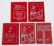 PRESTON FOOTBALL CLUB: Membership cards for 1930, 1931, 1932, 1936, and 1938 all low numbers and all made out to Honorary Life Member T. Freeman, who is included in the printed list incorporated into each card; also, the 1935, 1936 and 1939 Membership car - 2