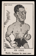 Victorian Nut Supplies 1949 Bob Mirams caricature of JOE LOUIS, Card No.8 in the series of 36; very good condition and rarely seen.