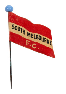 1908 Wills Victorian Football Flags: SOUTH MELBOURNE F.C. (Capstan back) with pin.