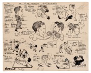 A fine group of Sam Wells' original artworks for cartoons published in Melbourne Punch, the Sporting Globe and the Melbourne Herald: boxers (and wrestlers) depicted include Herb Haar, Albert Hertel, Alf Stewart, Charlie Ring, Bert Spargo, Bert McCarthy, S