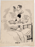 A fine group of Sam Wells' original artworks for cartoons published in Melbourne Punch, the Sporting Globe and the Melbourne Herald: boxers (and wrestlers) depicted include Herb Haar, Albert Hertel, Alf Stewart, Charlie Ring, Bert Spargo, Bert McCarthy, S - 3