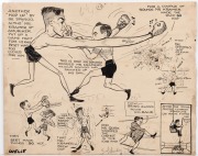 A fine group of Sam Wells' original artworks for cartoons published in Melbourne Punch, the Sporting Globe and the Melbourne Herald: boxers (and wrestlers) depicted include Herb Haar, Albert Hertel, Alf Stewart, Charlie Ring, Bert Spargo, Bert McCarthy, S - 5