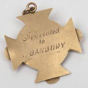 1919 FOOTSCRAY PREMIERSHIP MEDAL, 15ct gold (8.3g), engraved to the font "1919 VFA PREMIERS * FOOTSCRAY *" and verso, "Presented to V. BANBURY". - 2