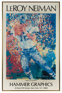 LEROY NEIMAN "America's Quarterback", framed exhibition chromolithograph poster, signed in pencil lower right "LeRoy Neiman", 87 x 57cm