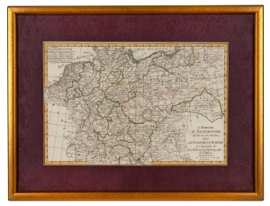 GERMANY, a detailed map of the German states, Bohemia and Silesia by M. Bonne, published by Santini in Venice, 1789; modestly hand coloured, 21.5 x 32cm, framed 34 x 44cm overall.