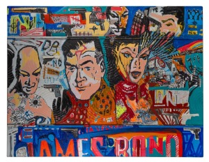 MARKO MAGLAIC (1972 - ), Dr No, Don't Believe All You See Bond, mixed media on canvas, signed and titled verso, 91 x 122cm