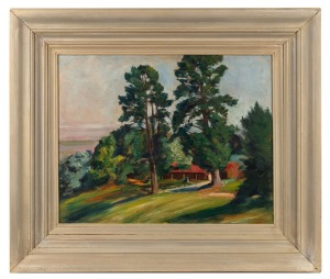 CHALLEN, (country house with pine trees), oil on board, signed lower right "Challen", ​​​​​​​40 x 50cm, 51 x 71cm overall