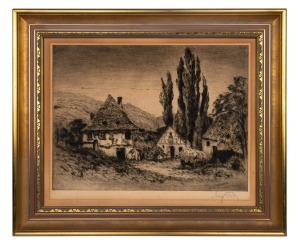 GEORGIUS FRITZ (1884-1967), (cottage scene), lithograph, signed in pencil lower right "Georg Fritz", 35 x 45cm, 52 x 62cm overall