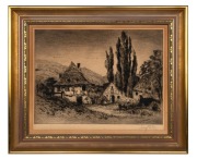 GEORGIUS FRITZ (1884-1967), (cottage scene), lithograph, signed in pencil lower right "Georg Fritz", 35 x 45cm, 52 x 62cm overall