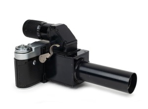 KRASNOGORSK MECHANICAL WORKS: 'Through the wall'-type Soviet spy camera, c. 1960s, based on a modified Zorki 6 body [#674071]. Employed by the KGB in taking compromising images of persons of interest via holes drilled into the walls of their hotel suite.