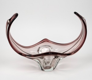 A Murano glass console bowl, mid 20th century, 28cm high, 37cm wide