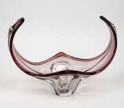 A Murano glass console bowl, mid 20th century, 28cm high, 37cm wide