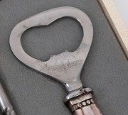 GEORG JENSEN Danish silver Acorn pattern three piece bar set in original plush fitted box of purchase, 20th century - 3