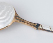 A set of six boxed Danish silver coffee spoons with gilt finished decoration and enamel highlights, 20th century - 2