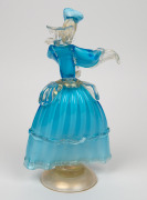 A Murano blue glass statue of a lady with gold foil inclusions, 20th century, 28cm high - 2