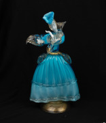 A Murano blue glass statue of a lady with gold foil inclusions, 20th century, 28cm high - 3
