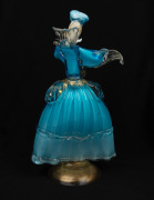 A Murano blue glass statue of a lady with gold foil inclusions, 20th century, 28cm high - 4