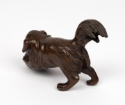 A Chinese cast bronze statue of a Pekingese dog with a ball, 20th century, ​​​​​​​7cm high, 10cm long - 3