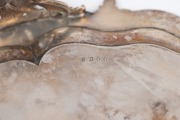 An antique English sterling silver salver with engraved decoration, made in London by Samuel Hayne and Dudley Carter, circa 1853, 26.5cm wide, 495 grams. - 4