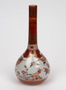 An antique Japanese Kutani bottle vase, decorated with flying birds and peonies, Meiji Period, 19th century, 22cm high - 2