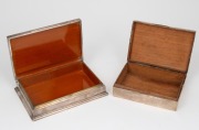 A Siamese silver cigarette box with timber lining and repousse decoration to the lid; together with an antique English sterling silver cigarette box (also with timber lining) by William Hutton & Sons of Birmingham, circa 1907, (2 items), 16cm and 13cm wid - 2