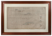 "VICTORIAN RAILWAYS, NEW STATION BUILDING AT WINDSOR", elevated view and plan, scale 8 feet to 1 inch. Railway Department Melbourne, March 1885. framed and glazed 112 x 162cm overall - 2
