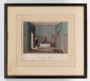 "THE DUKE OF WELLINGTON'S BED ROOM AT APSLEY HOUSE (HYDE PARK CORNER)", antique hand-coloured engraving, 19th century, 21 x 24cm, 38 x 42cm overall