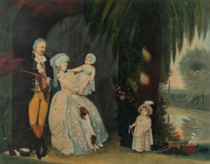 ARTIST UNKNOWN, (family portrait), watercolour, 57 x 73cm; overall 76 x 91cm.