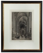 A pair of antique French engravings depicting the interior of Notre Dame, titled "La Sainte Chapelle" and "Eglise Notre Dame de Lorette", 19th century, 41 x 29cm, 64 x 51cm each overall - 2
