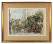 ARTIST UNKNOWN, (Melbourne street scene), watercolour, signed lower left (illegible) and dated '76, 53 x 73cm, 85 x 106cm overall - 2