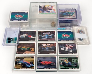 Group lot of motorsport trading cards, comprising 1989 Players Cigars Tom Thumb History of Motor Racing (complete set of 30), 1994 Futera Adelaide F1 Grand Prix (complete set of 110), additional 1994 Futera Adelaide F1 Grand Prix complete set of 110 plus 