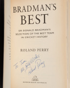 Four assorted cricketing publications, of note "Adelaide Oval Test Cricket 1884-1984" with numerous signatures including DON BRADMAN, GREG CHAPPELL, IAN CHAPPELL, BOB SIMPSON, GUBBY ALLEN, LEN HUTTON, LINDSAY HASSETT and others; "Bradman's Best" signed by - 2