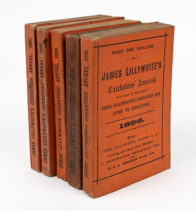 James Lillywhite's Cricketers' Annuals: 1896 (Lancashire, 1895), 1897 (Kumar Shri Ranjitsinhji), 1898 (Essex Team, 1897), 1899 (Gloucester, 1898) and 1900 (The Australian Team in England, 1899.). (5). 1900 was the last year of publication.